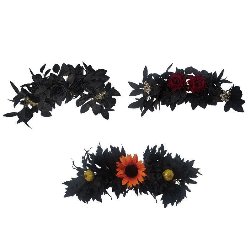 Simulated Halloween door decoration with black maple leaf wall hanging - Uflower