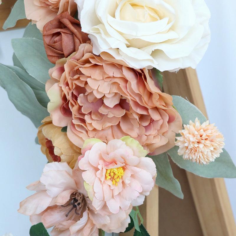 Simulated Caramel Champagne Silk Flower Wedding Welcome Sign Flower Art Guide Sign Props - Uflower