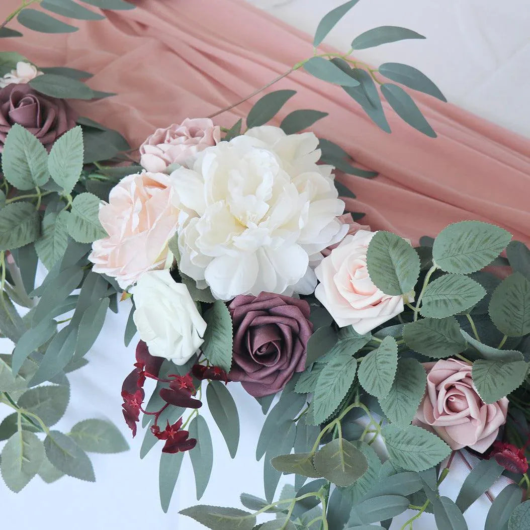 Simulated Rose Strip Pink White Bean Sand Pink Rose Vine Table Flower Vine Wedding Decoration Background - Uflower