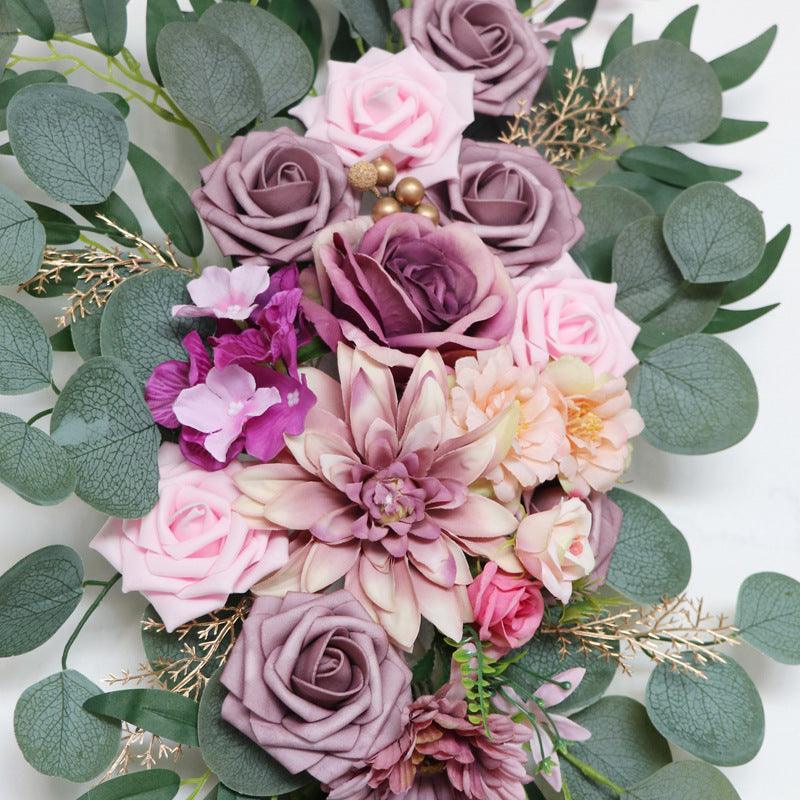 Pink Purple Rose Roses Wedding Arch Hanging Corner Floral Decor - Uflower