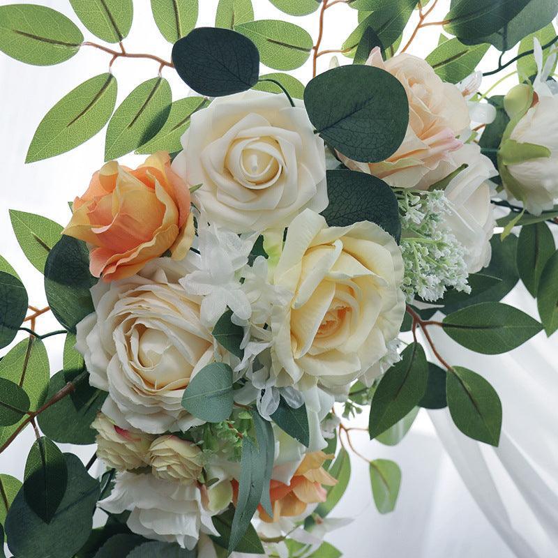 Light Orange White Wedding Arch Corner Flower Decor - Uflower