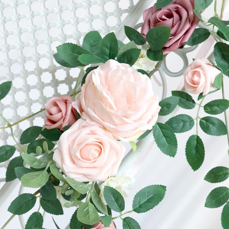Simulated flower cane chair back flower wedding chair back flower decoration - Uflower