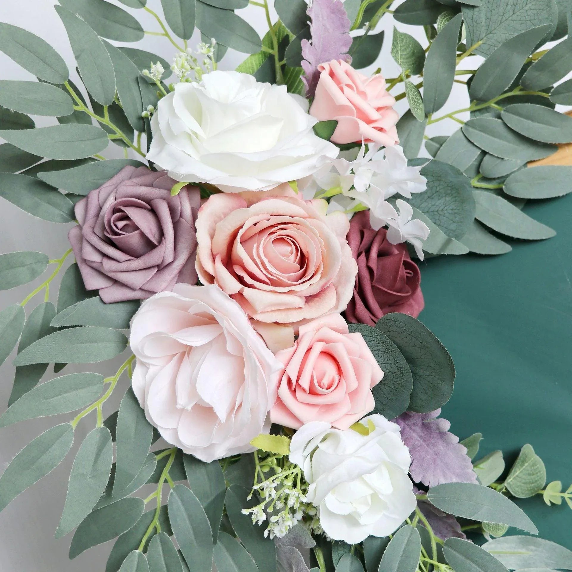 Simulated Dousha Powder Rose Silk Flower Wedding Welcome Sign Flower Art Guide Sign Props - Uflower
