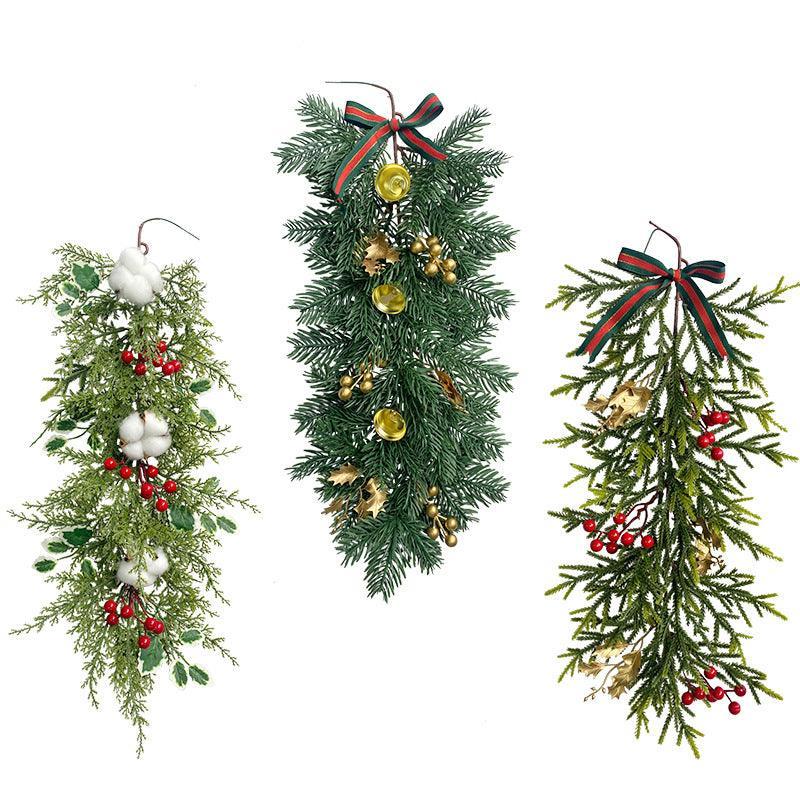 Christmas Pine Needle Wall Hanging Bells Berries Holiday Ambience Decoration Artificial Pine Needle Wall Hanging - Uflower
