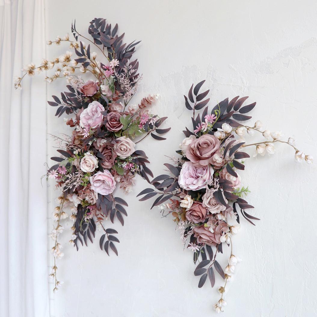 Simulated Arch Decoration Wedding Scene Welcome Sign Bean Paste Powder Grey White Flower Corner Flower Arrangement - Uflower