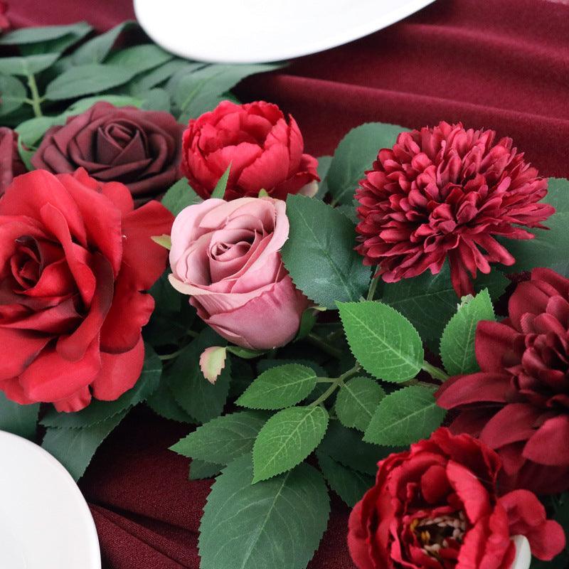 Simulated Rose Strip Wine Red Rose Table Flower Rose Vine Wedding Decoration Background - Uflower