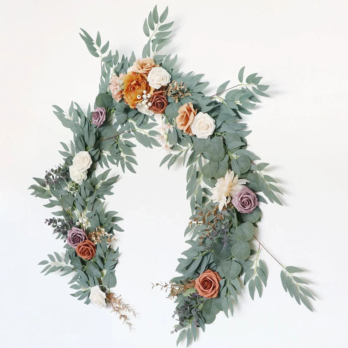 Simulated Rose Strip Dirty Orange Table Flower Vine Wedding Decoration Background - Uflower