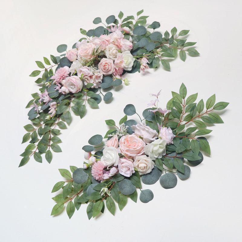 Pink Rose Wedding Arch Hanging Corner Floral Decorations - Uflower