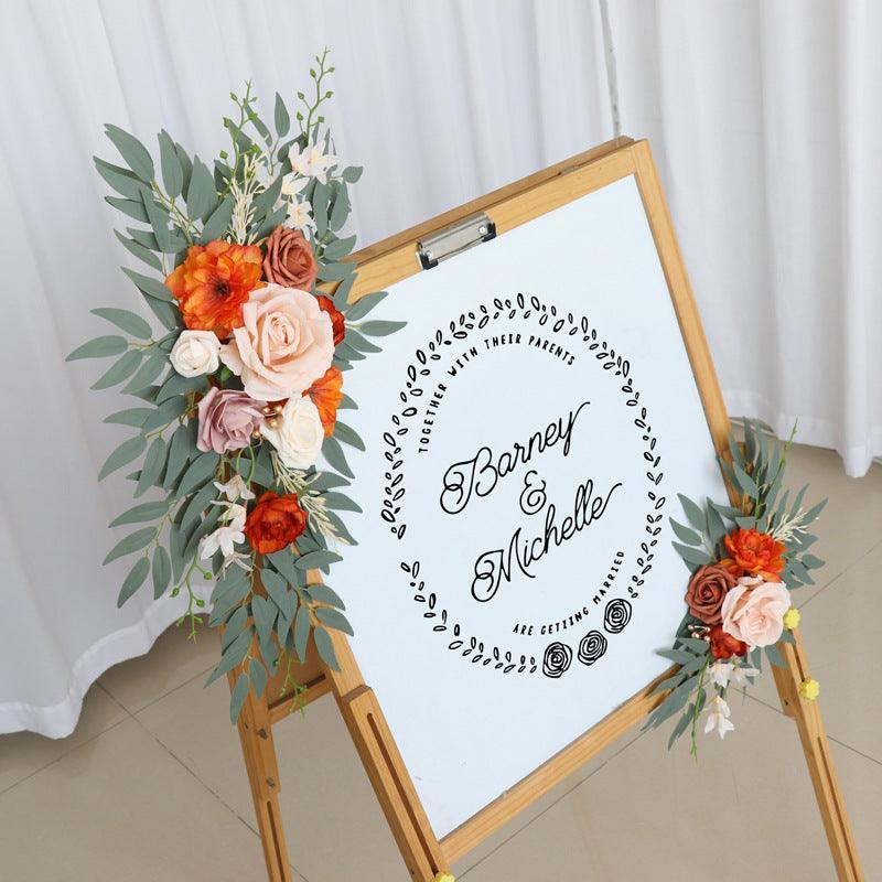 Wedding Arch Flower Imitation Champagne Orange Rose Welcome Sign Wedding Party - Uflower