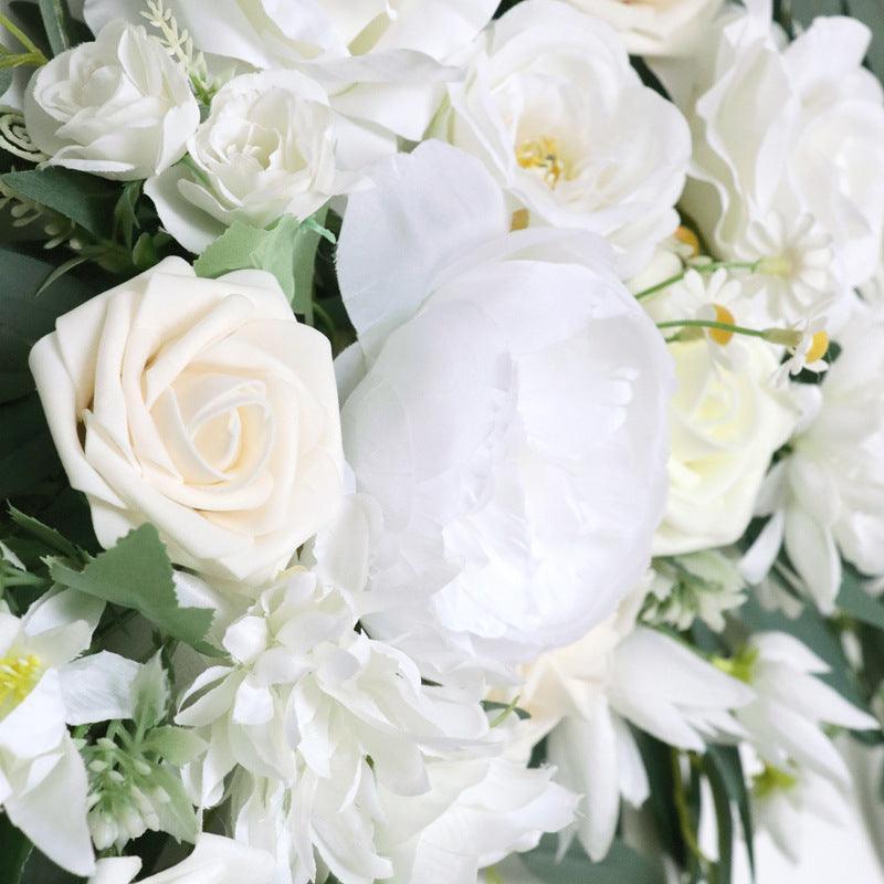 Bohemian White Rose Wedding Arch Hanging Corner Floral Decor - Uflower