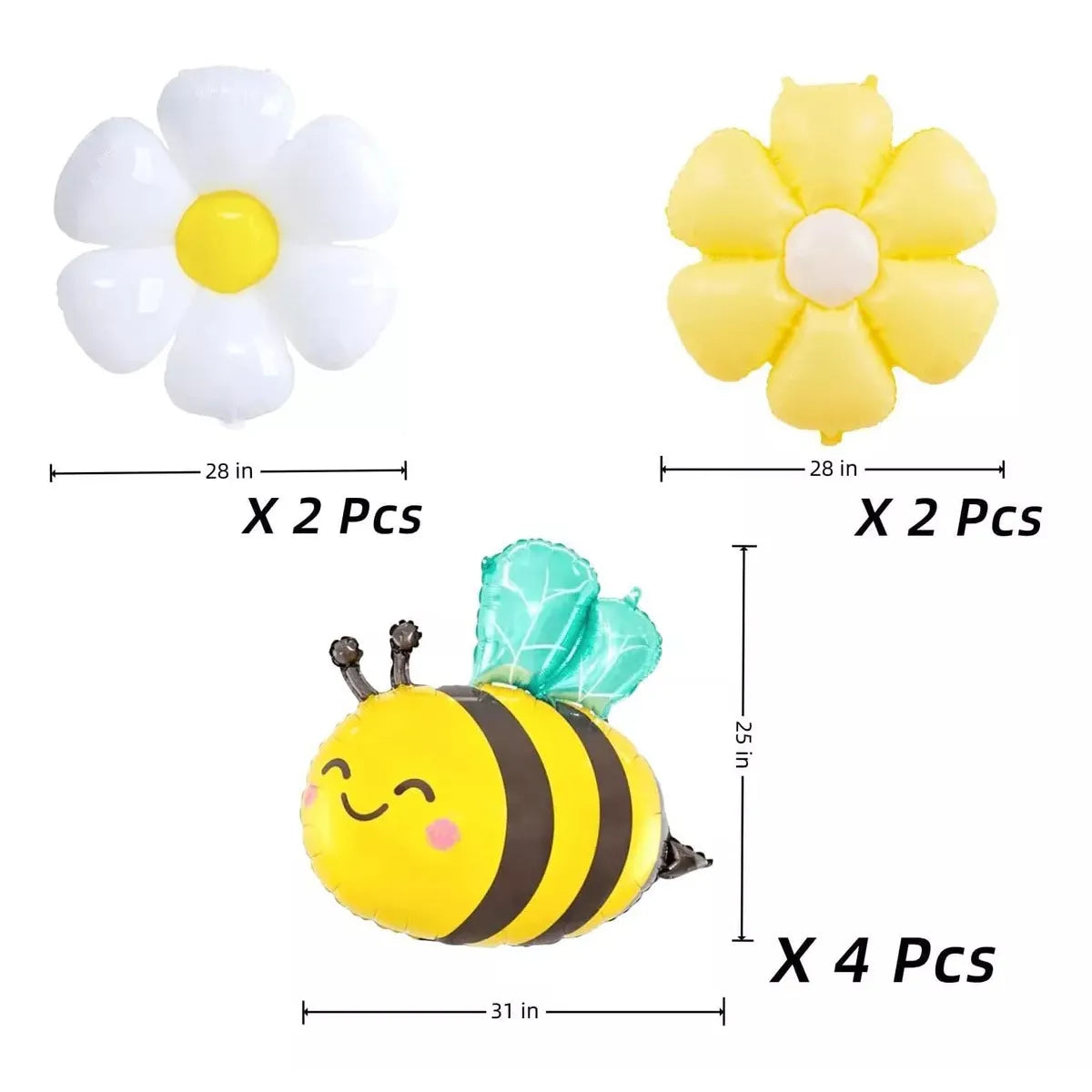 Uflower Bee & Daisy Balloon Set 6Pcs Birthday Party Decorations DD03194