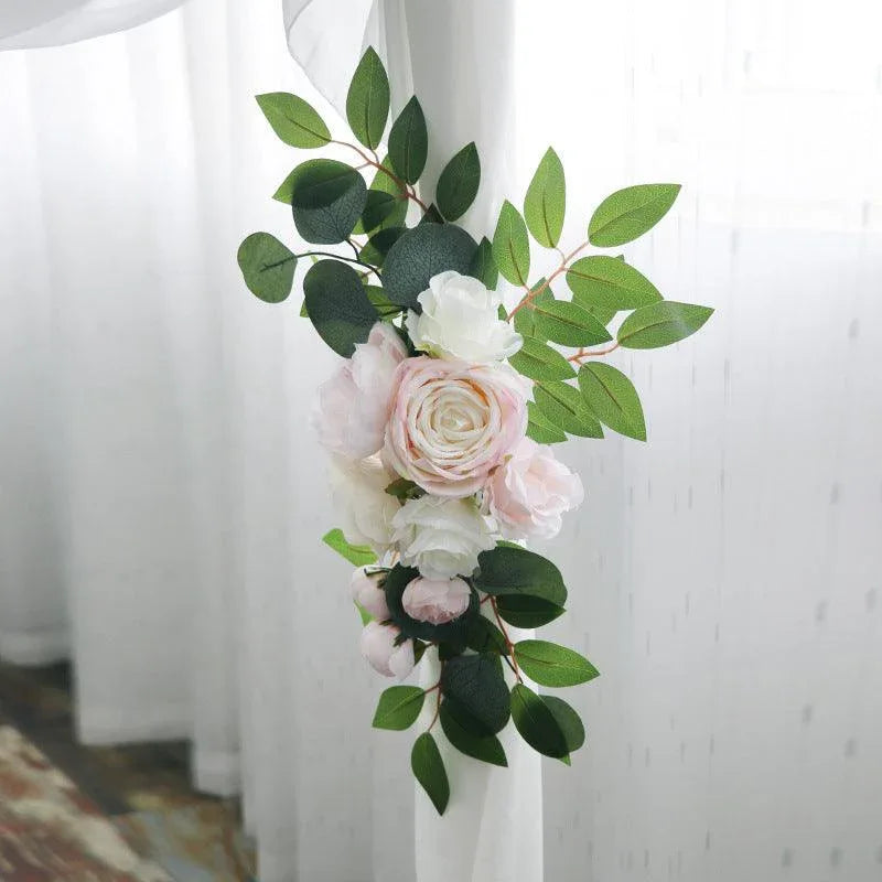 Simulation Rose Eucalyptus Arch Flower Forestry Outdoor Wedding Signing Table Corner Flower - Uflower