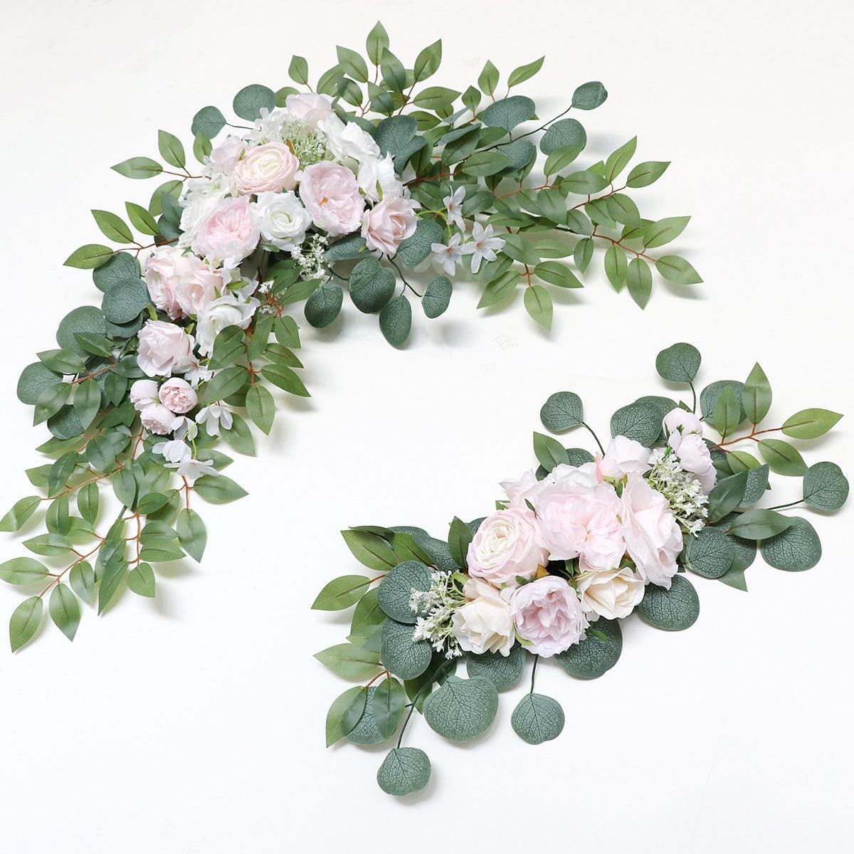 Pink Rose Wedding Arch Hanging Corner Floral Decor - Uflower