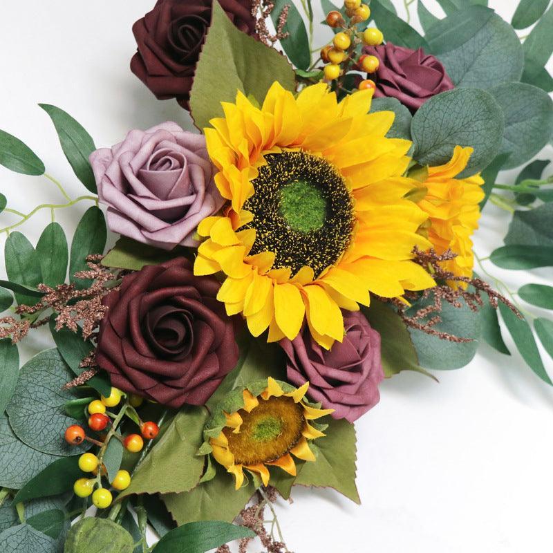 Sunflowers Rustic Wedding Arch Hanging Corner Floral Decor - Uflower