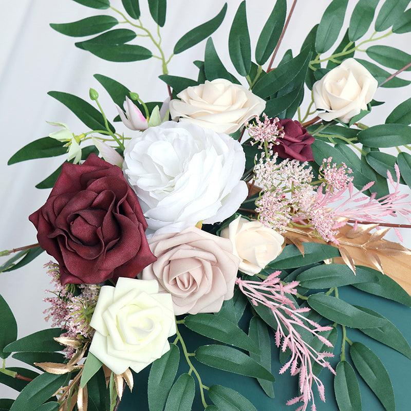 Simulated White Wine Red Rose Silk Flower Wedding Welcome Sign Flower Art Guide Sign Props - Uflower