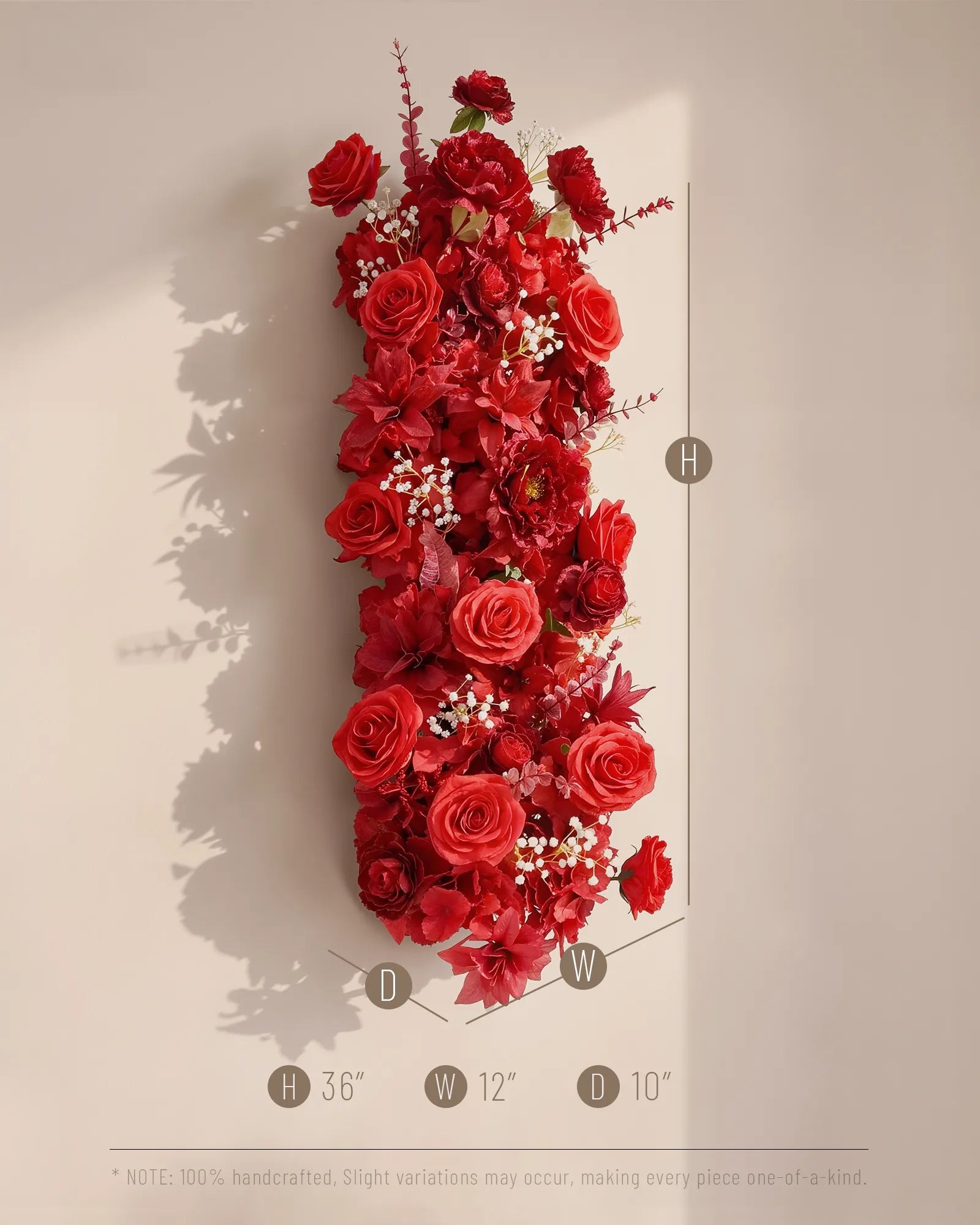 Uflower 100cm Red Rose & Peony Flower Row with Drapes MC89005-01