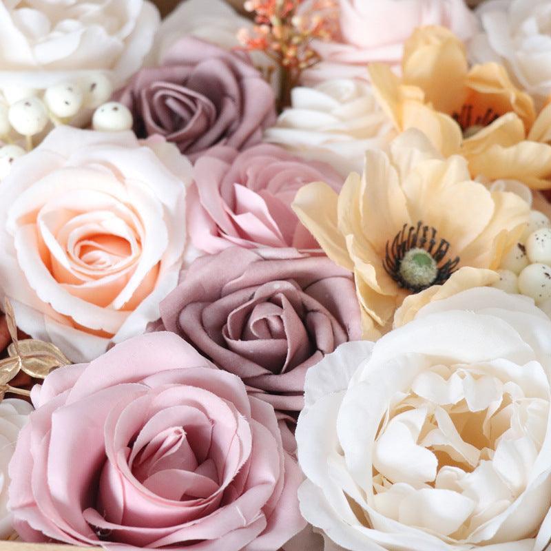 European Style Wedding Handmade Gift Gift Flower Box Simulation Flowers Boxed Flowers Diy Home Bouquet - Uflower