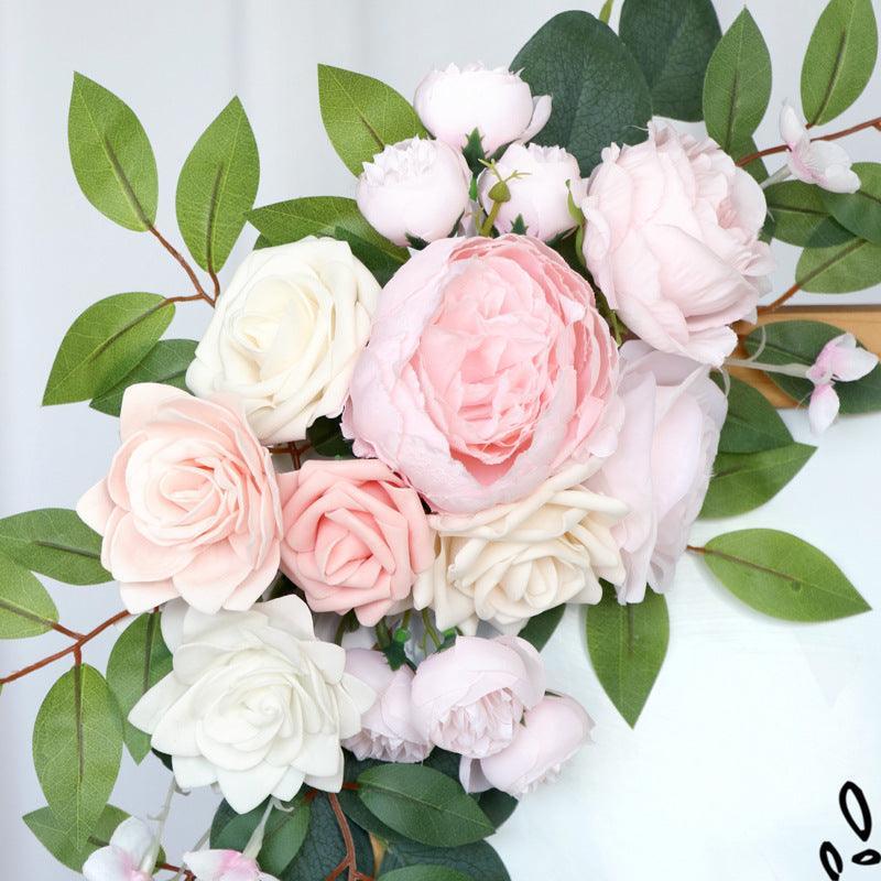 Wedding Arch Flower Imitation Pink Champagne Rose Welcome Sign Wedding Party - Uflower