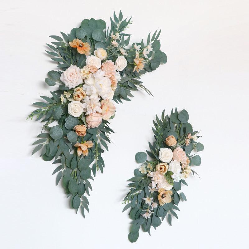 Light Champagne Roses Wedding Arch Hanging Corner Floral Decor - Uflower