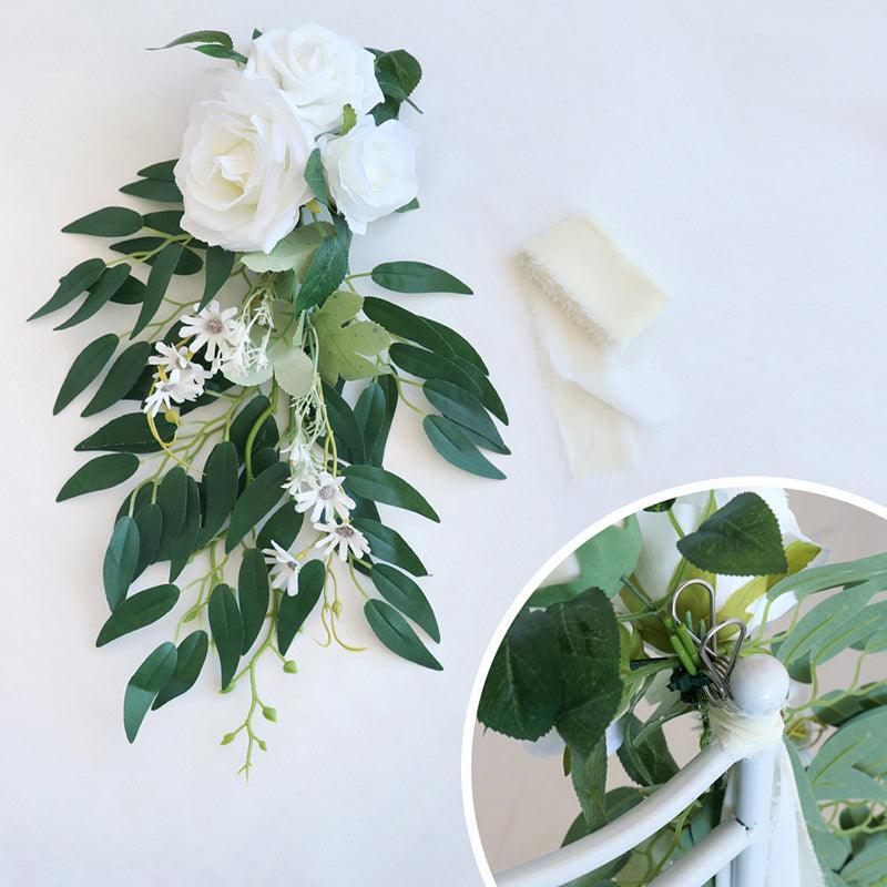 Simulated Huasen Series Outdoor Wedding Rose Willow Leaf Chair Back Flower Decoration - Uflower