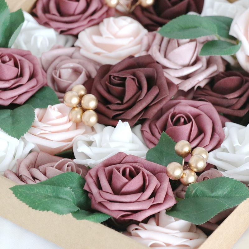 PE Rose Box Wedding Simulation Boxed Flowers Valentine's Day Birthday Gift Box Flowers Diy Home Flowers - Uflower
