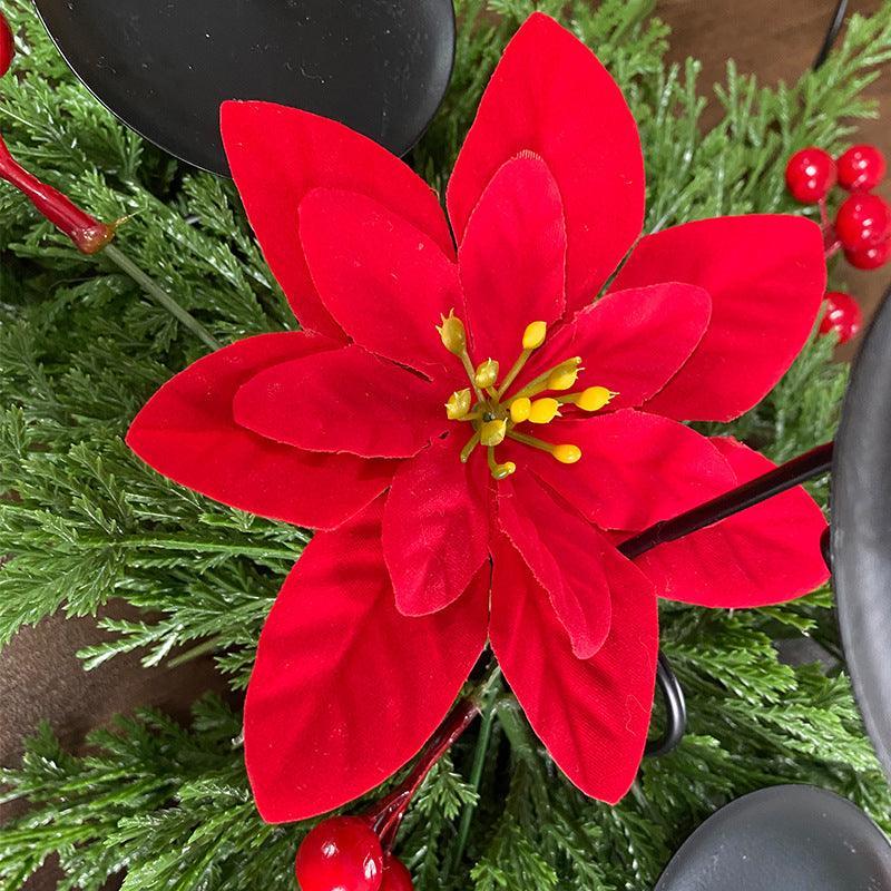 Simulation pine needle candlestick Christmas candle decorations holiday atmosphere scene decoration props ornaments - Uflower