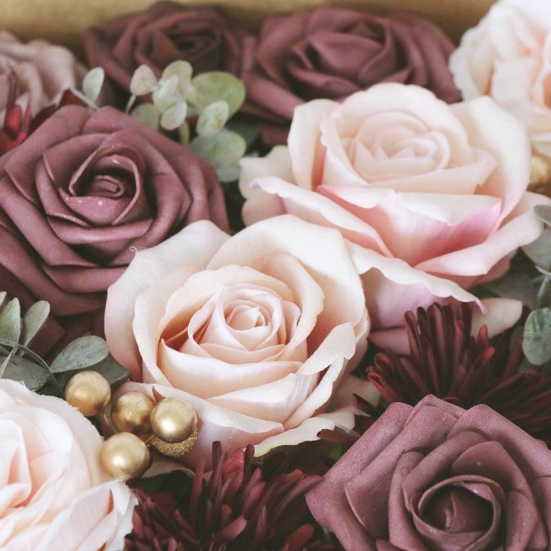 European style wedding simulation boxed flowers wedding birthday party handmade gift flower box Diy Home - Uflower