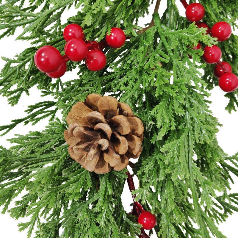 Simulation Christmas Door Decorations European and American Home Wall Decorations Greenery Pine Needle Christmas Hanging - Uflower