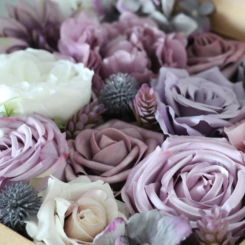Simulation flowers in box flower head with rod DIY bouquet birthday valentine's day gift flower box - Uflower
