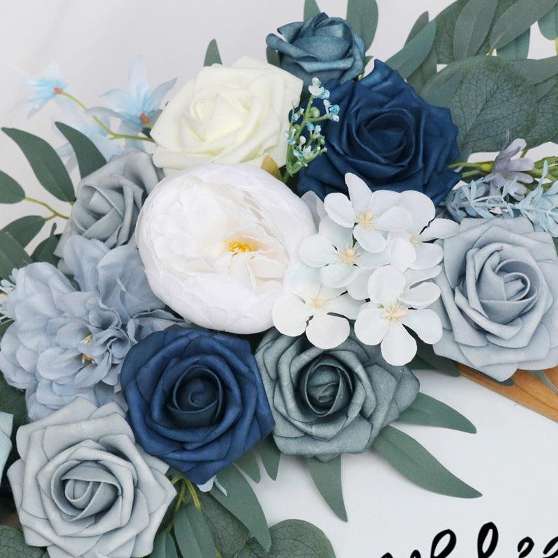 Simulated haze blue rose art wedding welcome sign decoration corner flower props - Uflower