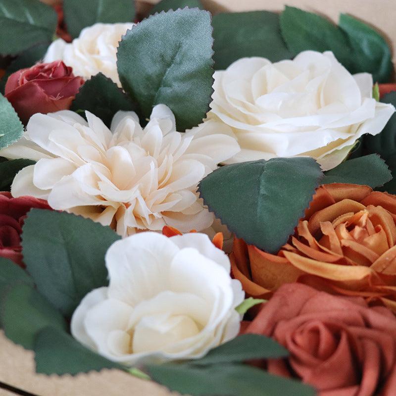Wedding Birthday Proposal Flower Box Simulation Rose Valentine's Day Gift Box Flower Head with Rod DIY - Uflower