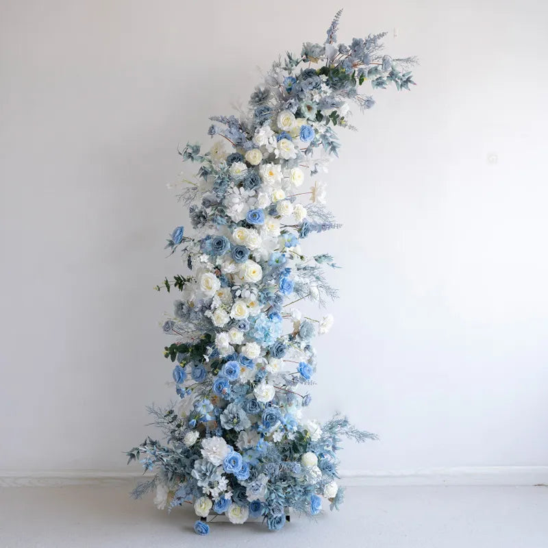 Uflower Blue Floral Arrangement Horn Arch Wedding Backdrop Props SET80135