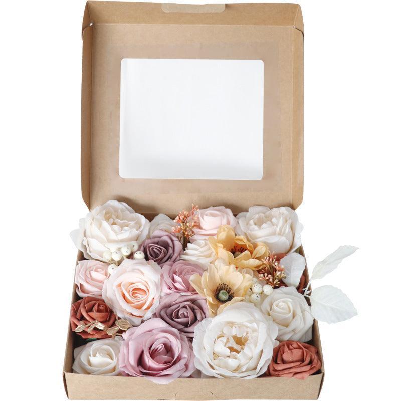 European Style Wedding Handmade Gift Gift Flower Box Simulation Flowers Boxed Flowers Diy Home Bouquet - Uflower