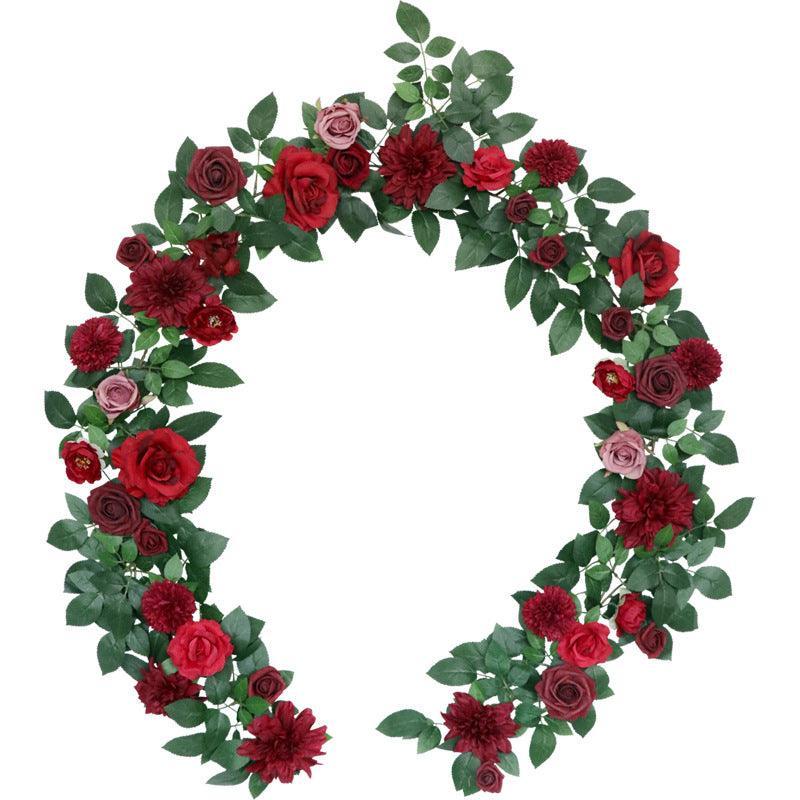 Simulated Rose Strip Wine Red Rose Table Flower Rose Vine Wedding Decoration Background - Uflower