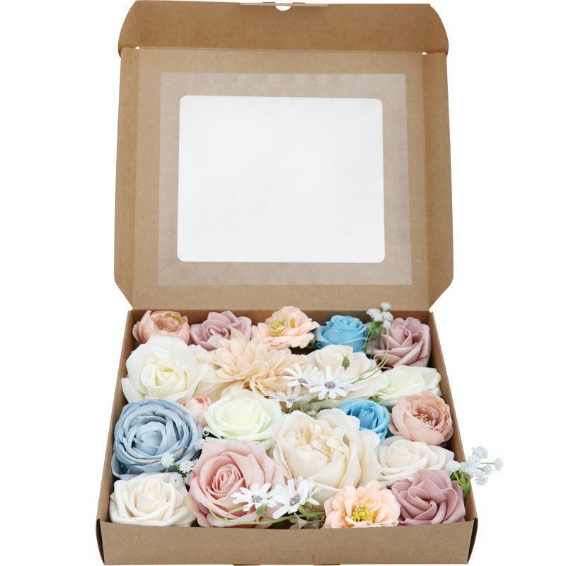 Simulation Flower Flower Box Birthday Proposal Gift Box Flower Head with Rod DIY Wedding Bridal Bouquet - Uflower