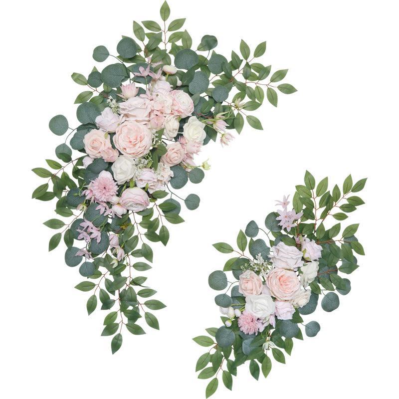 Pink Rose Wedding Arch Hanging Corner Floral Decorations - Uflower