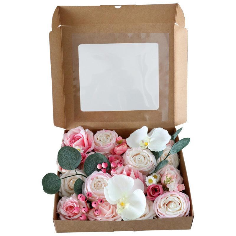 Simulation Boxed Flowers European Wedding Bridal Bouquet Diy Birthday Valentine's Day Gift Flower Box - Uflower