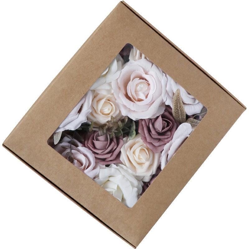 New simulation flower box Valentine's Day gift box flowers wedding bride hand bouquet DIY home bouquet - Uflower