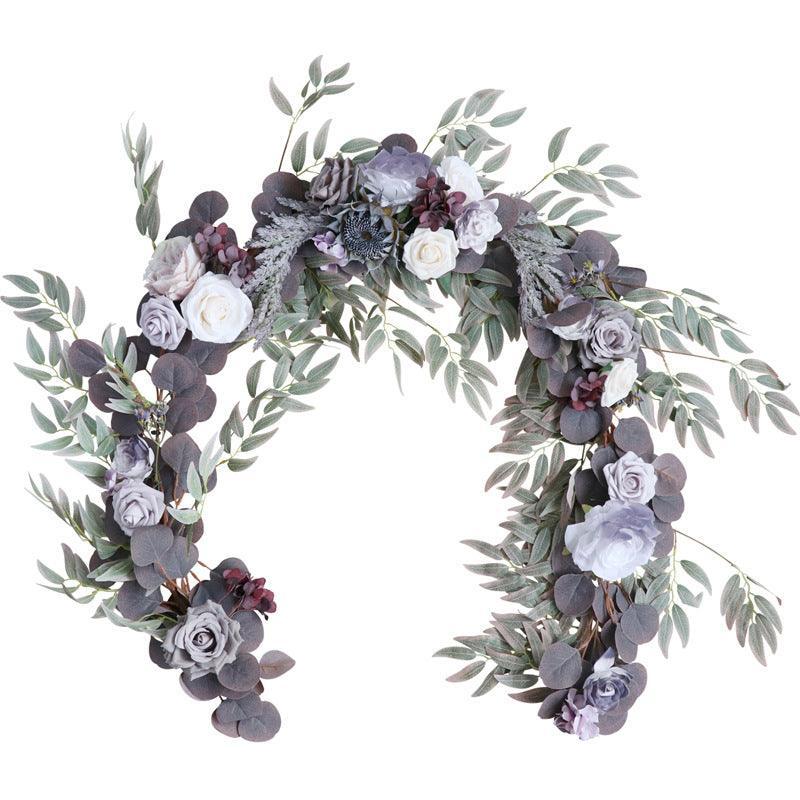 Simulated Rose Stripe Grey Purple Table Flower Rose Vine Wedding Decoration Background - Uflower