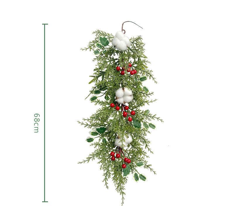 Christmas Pine Needle Wall Hanging Bells Berries Holiday Ambience Decoration Artificial Pine Needle Wall Hanging - Uflower
