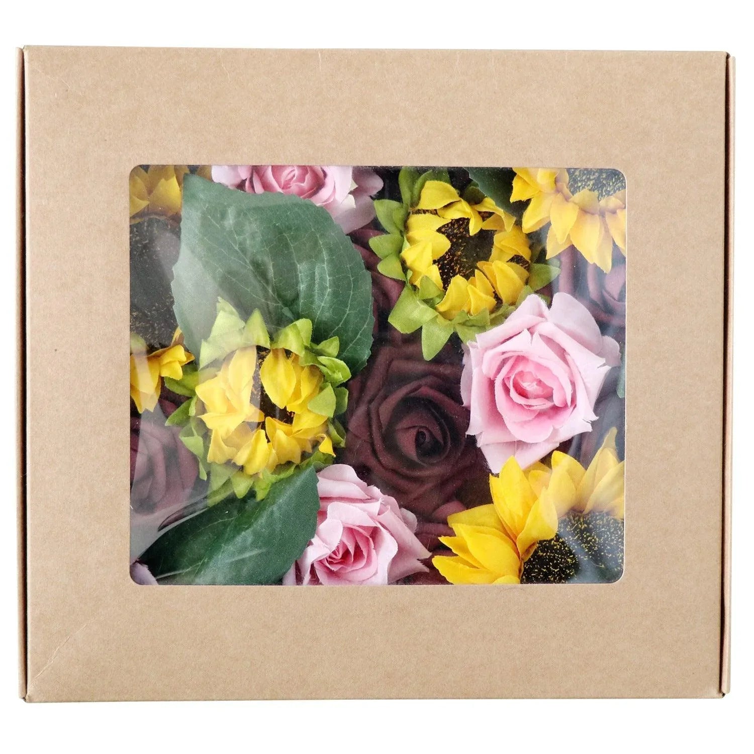 Simulation Flower Box Wedding, Birthday, Valentine's Day Gift Box with Pole Flower Head DIY Home - Uflower