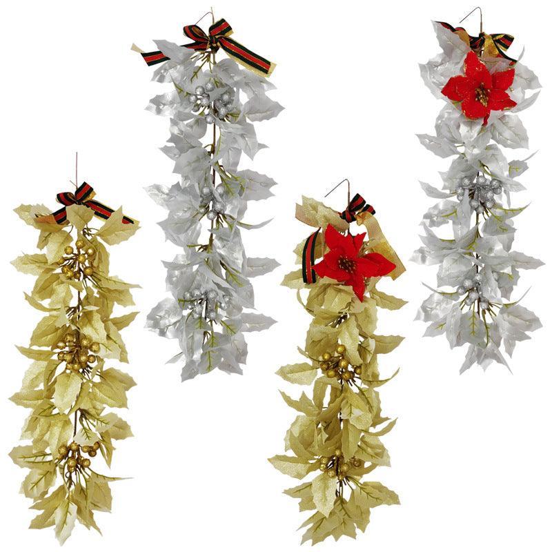 Simulation Christmas Door Decoration Hanging Artificial Indoor Home Wall Hanging Gold and Silver Decoration Christmas Hanging - Uflower