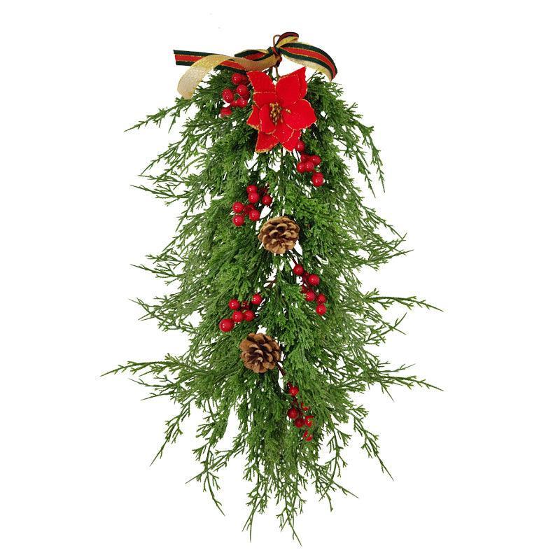 Simulation Christmas Door Decorations European and American Home Wall Decorations Greenery Pine Needle Christmas Hanging - Uflower