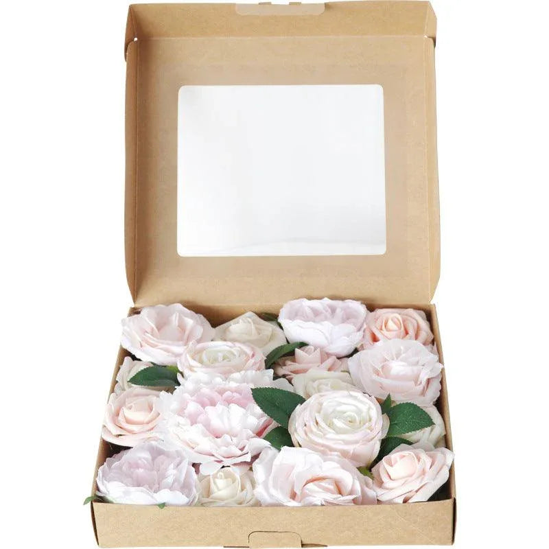 Simulation Boxed Flowers Wedding Birthday Valentine's Day Party Favour Box Flower Head with Rod Diy - Uflower