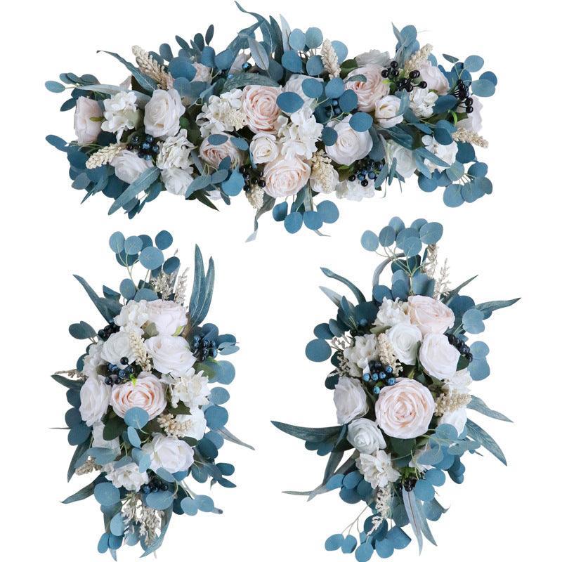 Peacock Blue Wedding Arch Corner Flower Decor - Uflower