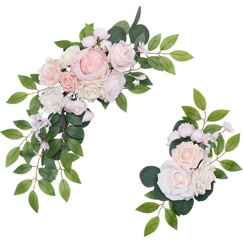 Wedding Arch Flower Imitation Pink Champagne Rose Welcome Sign Wedding Party - Uflower