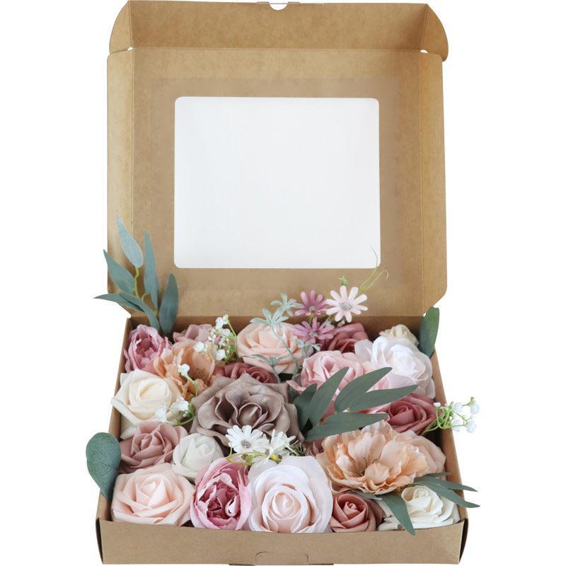 Simulation rose boxed flowers European wedding DIY bride hand bouquet wedding - Uflower