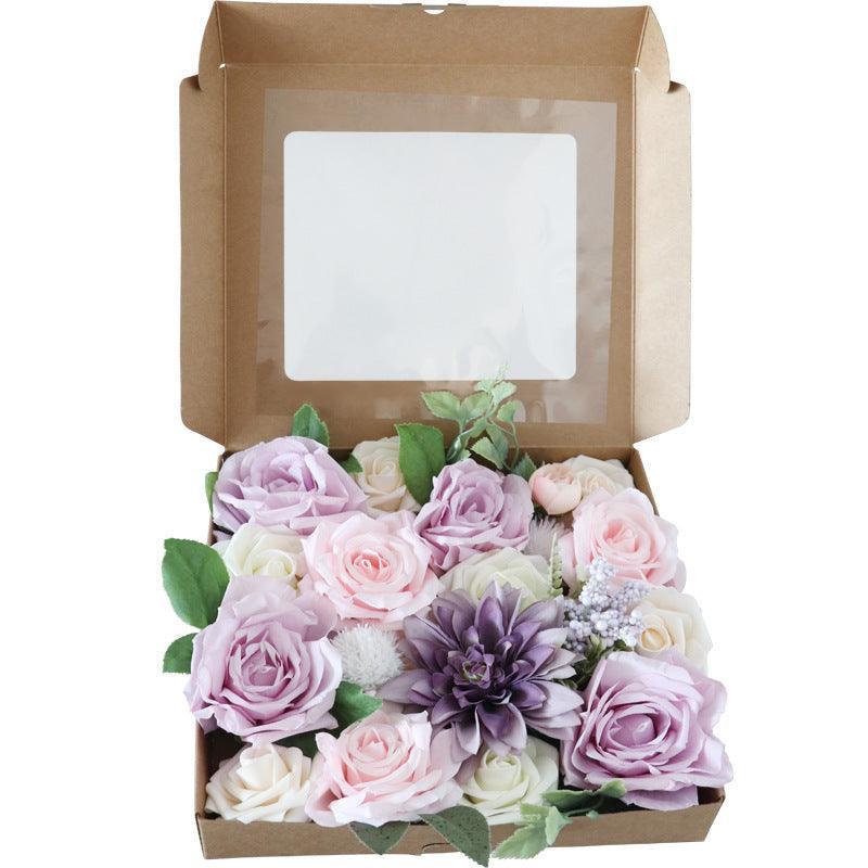Simulation Boxed Flower Heads With Rods Diy Home Bouquet Holiday Wedding Banquet - Uflower