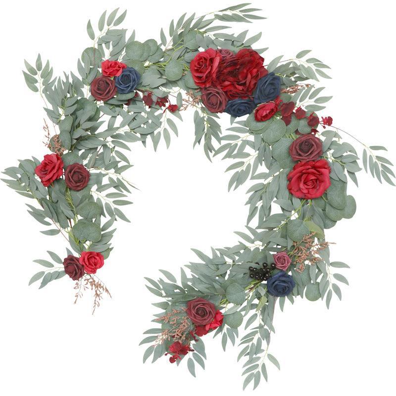 Outdoor Wedding Simulation Wine Red Sapphire Blue Rose Table Flower Vine Decoration - Uflower