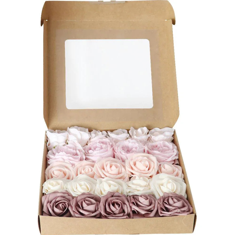 Simulation PE Roses Boxed Flowers Wedding Birthday Party Handmade Gift Flower Boxes - Uflower